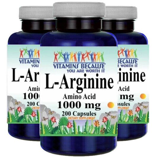 L-Arginine Free Form 1000mg 3X200 Capsules by Vitamins Because