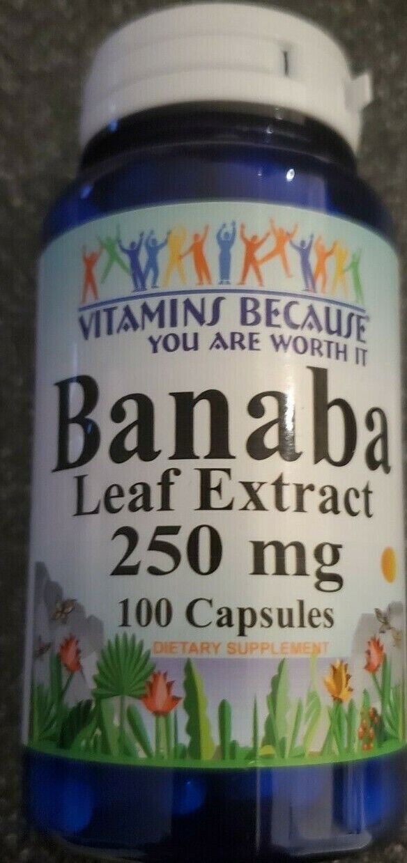 Banaba Leaf Extract 250mg 100 Caps Banaba 500mg per 2 Caps Lagersoemia speciosa