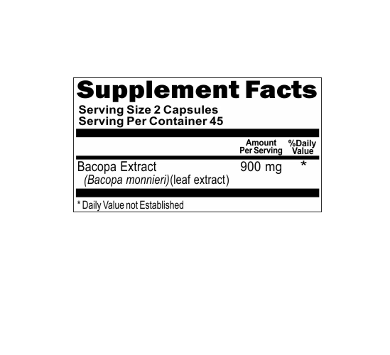 Bacopa Extract 900 mg 2X180 Capsules Bacopa Monnieria by Vitamins Because