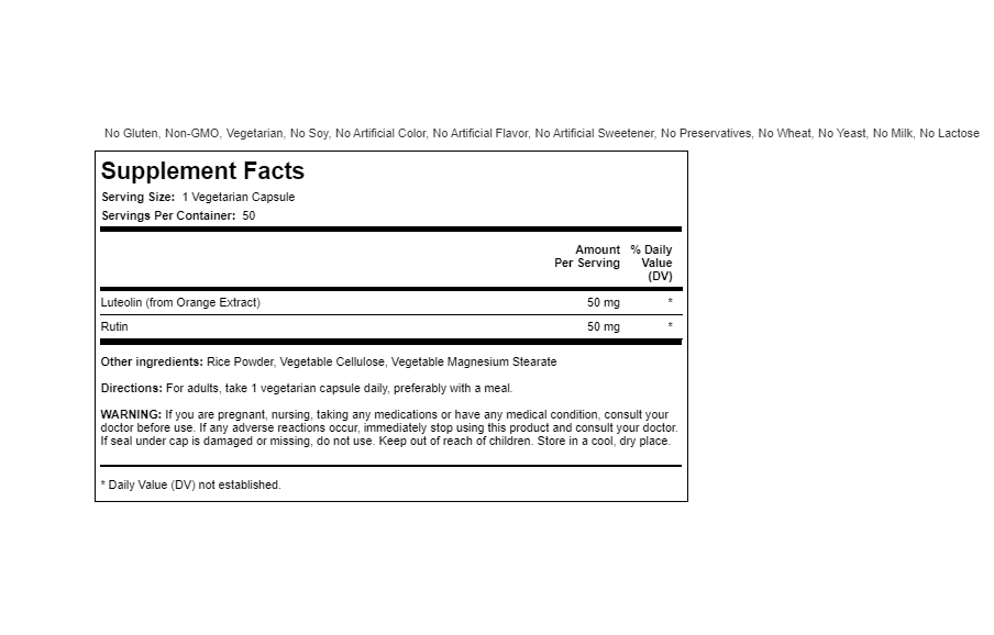Luteolin Complex 100 mg 2X50 Caps with Rutin