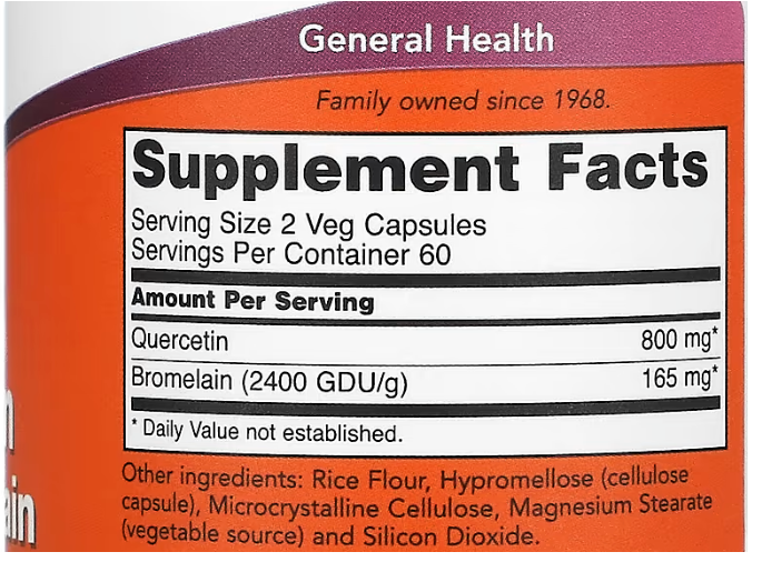 Now Foods Quercetin with Bromelain 5X120 Caps 800mg and 2400GDU