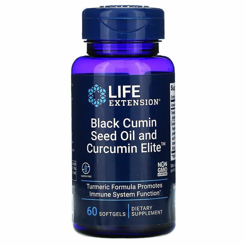 Black Cumin Seed Oil and Curcumin Elite Turmeric Extract Life Extension 60gels