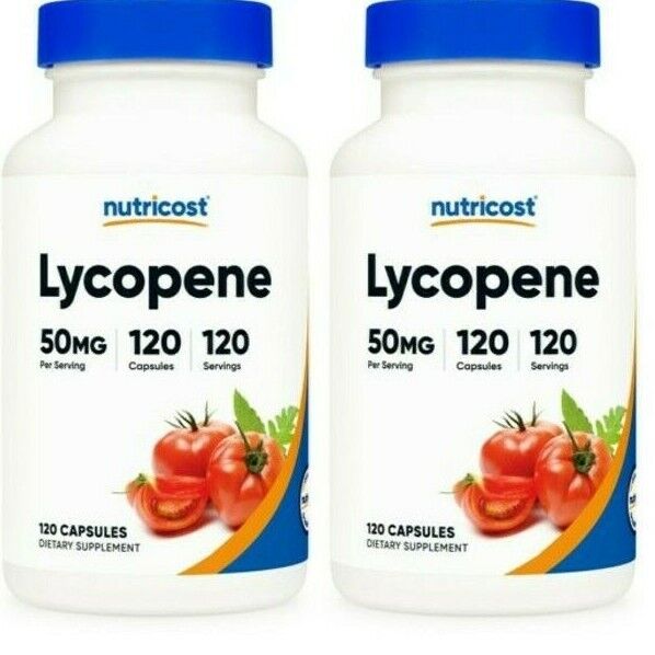 Lycopene 50mg 2X120 Caps Vegetarian/Gluten Free/Non-GMO Nutricost Tomato Skin