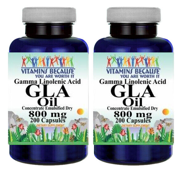 GLA (Gamma Linolenic Acid) 800mg 2X200 Caps by Vitamins Because