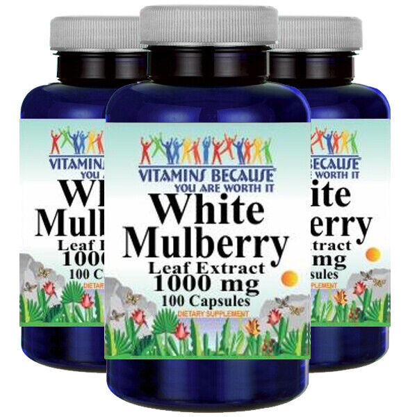 White Mulberry Leaf Extract 1000mg 3X200 Caps Naturally Contains Quercetin