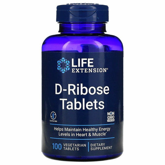 D-Ribose 5000mg+ 5100mg 100Tabs Life Extension Bioenergy Non GMO dicalcium phosp