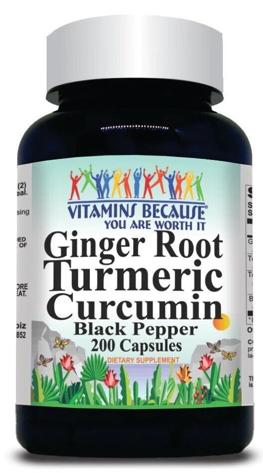 Turmeric Curcumin Ginger 1000mg Black Pepper Extract  Complex 200 Capsules