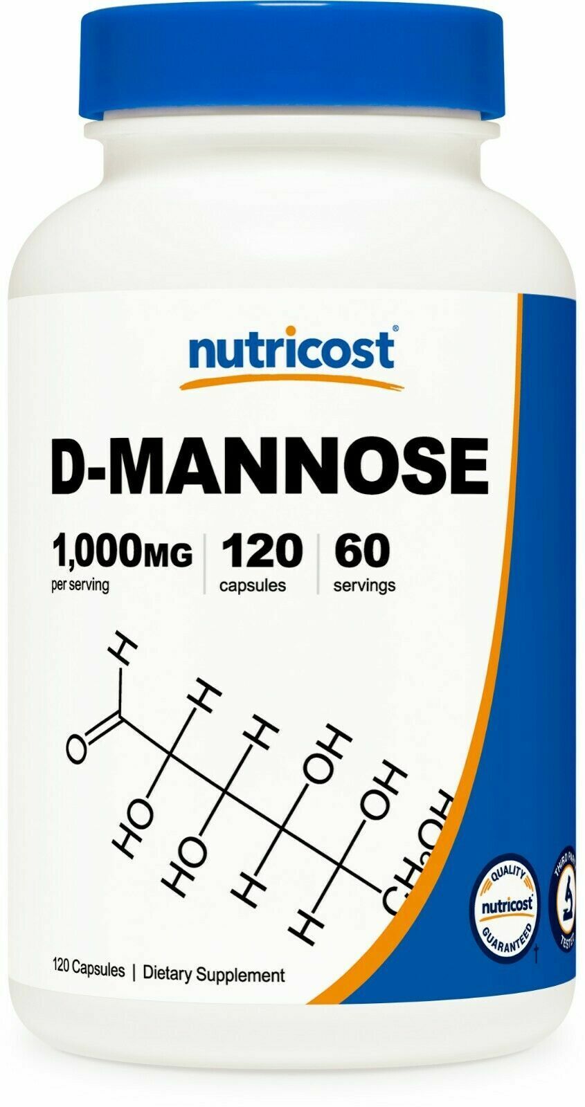 D-Mannose 1000mg Per Capsule, 120 Caps Nutricost D-mannose 1500mg per 3 Caps