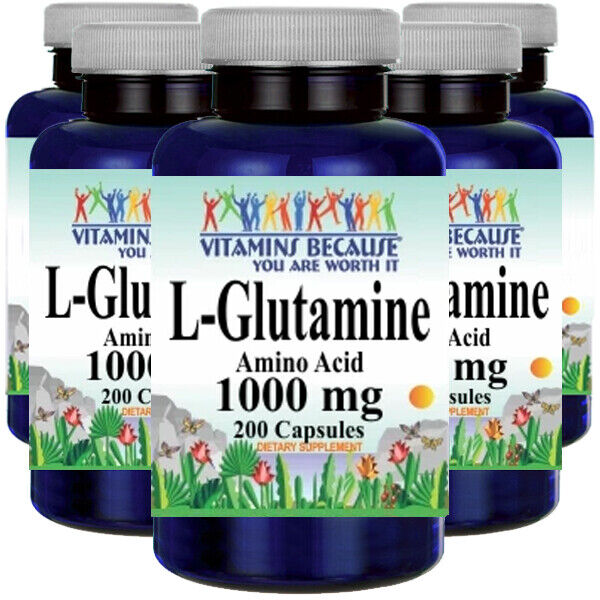 L-Glutamine Free Form Amino Acid 1000mg 5X200 Caps by Vitamins Because