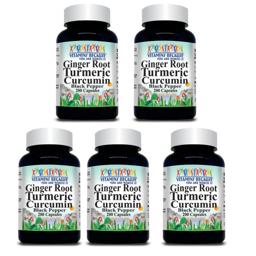 Turmeric Curcumin Ginger 1000mg Black Pepper Extract  Complex 5X200 Capsules