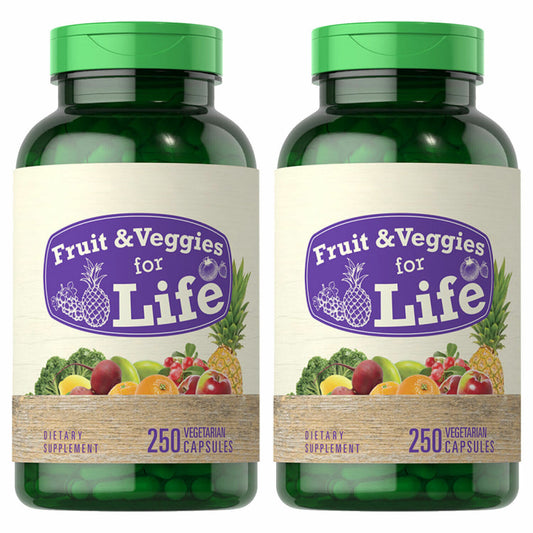 Nature Fruits and Veggies For Life 2X250 Caps per Bottle 30+ Fruits  Vegetables