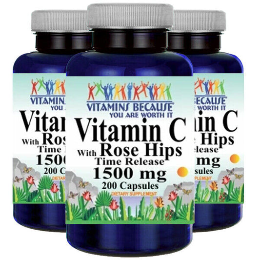 Vitamin C-1500mg with Rose Hips Time Release 3X200 Caps