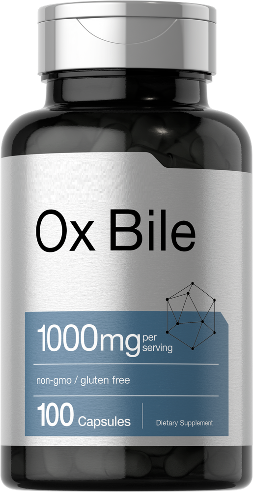 Ox Bile 1000mg 100 Caps Digestive Enzymes Non GMO/Gluten Free/No Preservatives